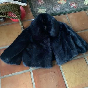 Nili Lotan $1390 faux navy fur jacket SM